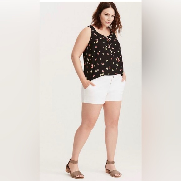 Torrid Butterfly Print Georgette Lace Up Tank Top - Picture 2 of 6